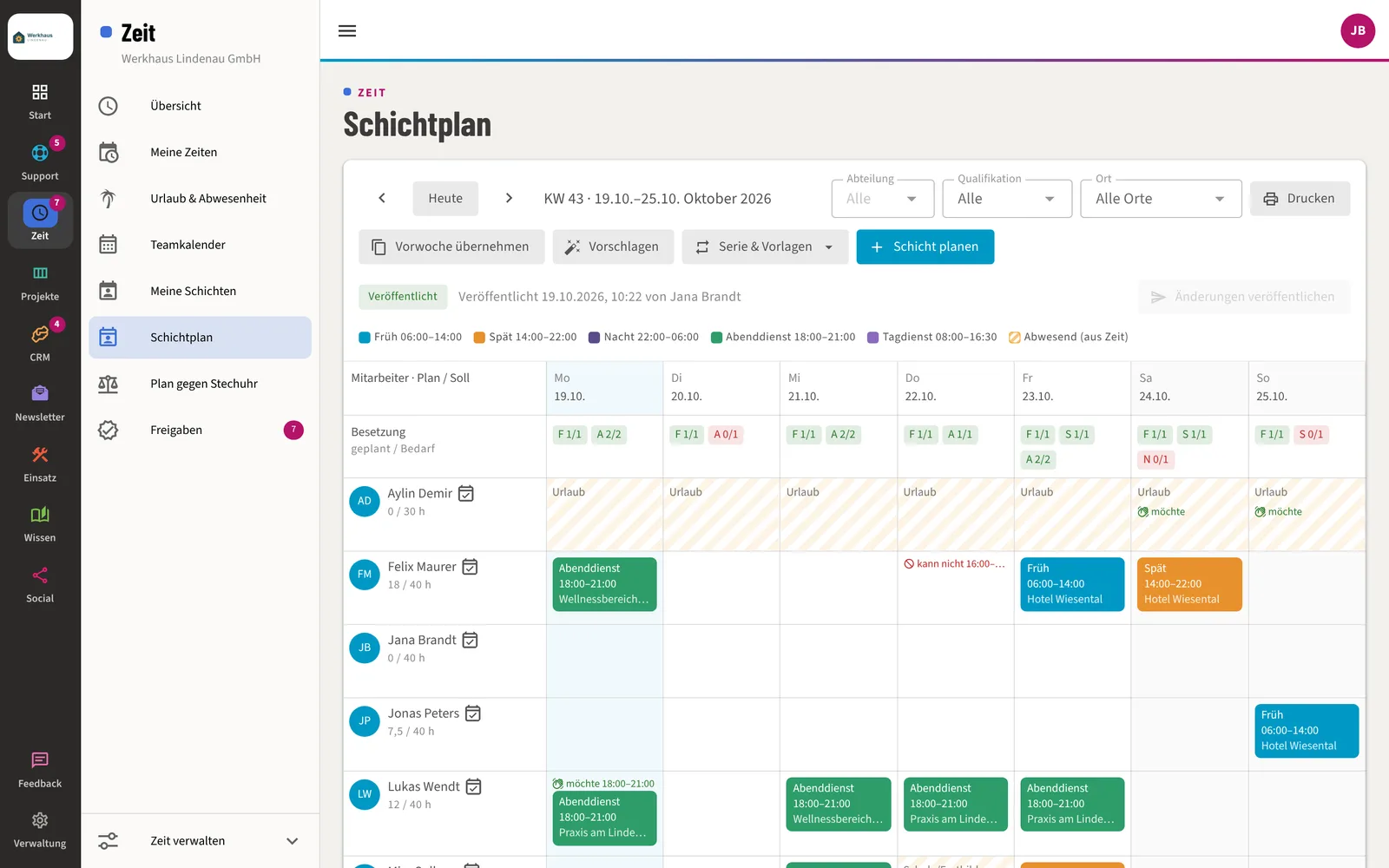 lsmone: Wochenplan mit Bedarf